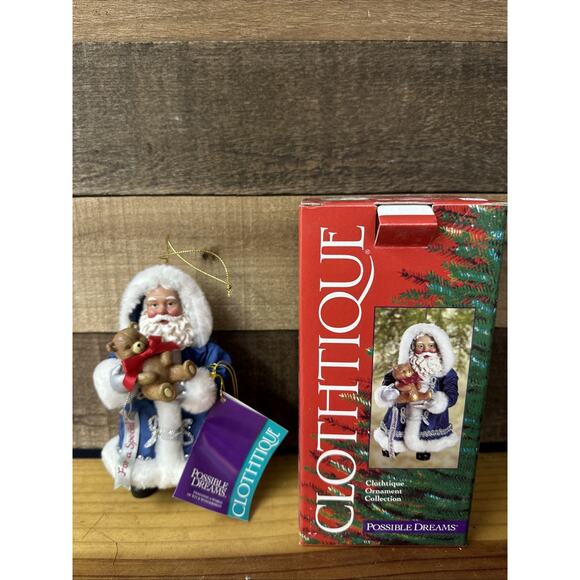 Clothique Possible Dreams Santa With Bear Special Daughter Ornament In Box - Picture 1 of 6